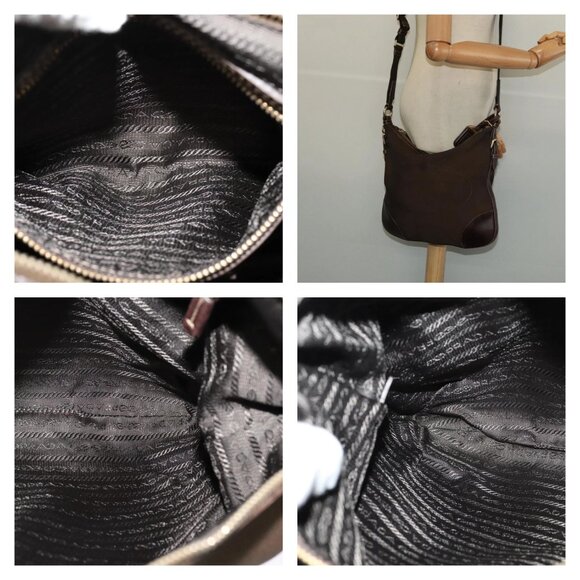 PRADA Shoulder Bag Canvas Brown Gold Auth ep9878 - Picture 15 of 15